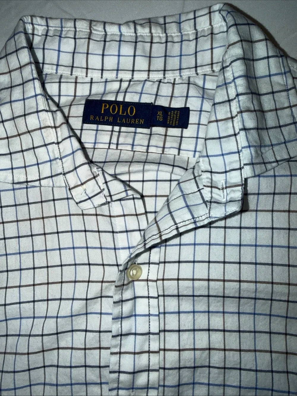 Polo by Ralph Lauren White Shirt with Blue Windowpane Check